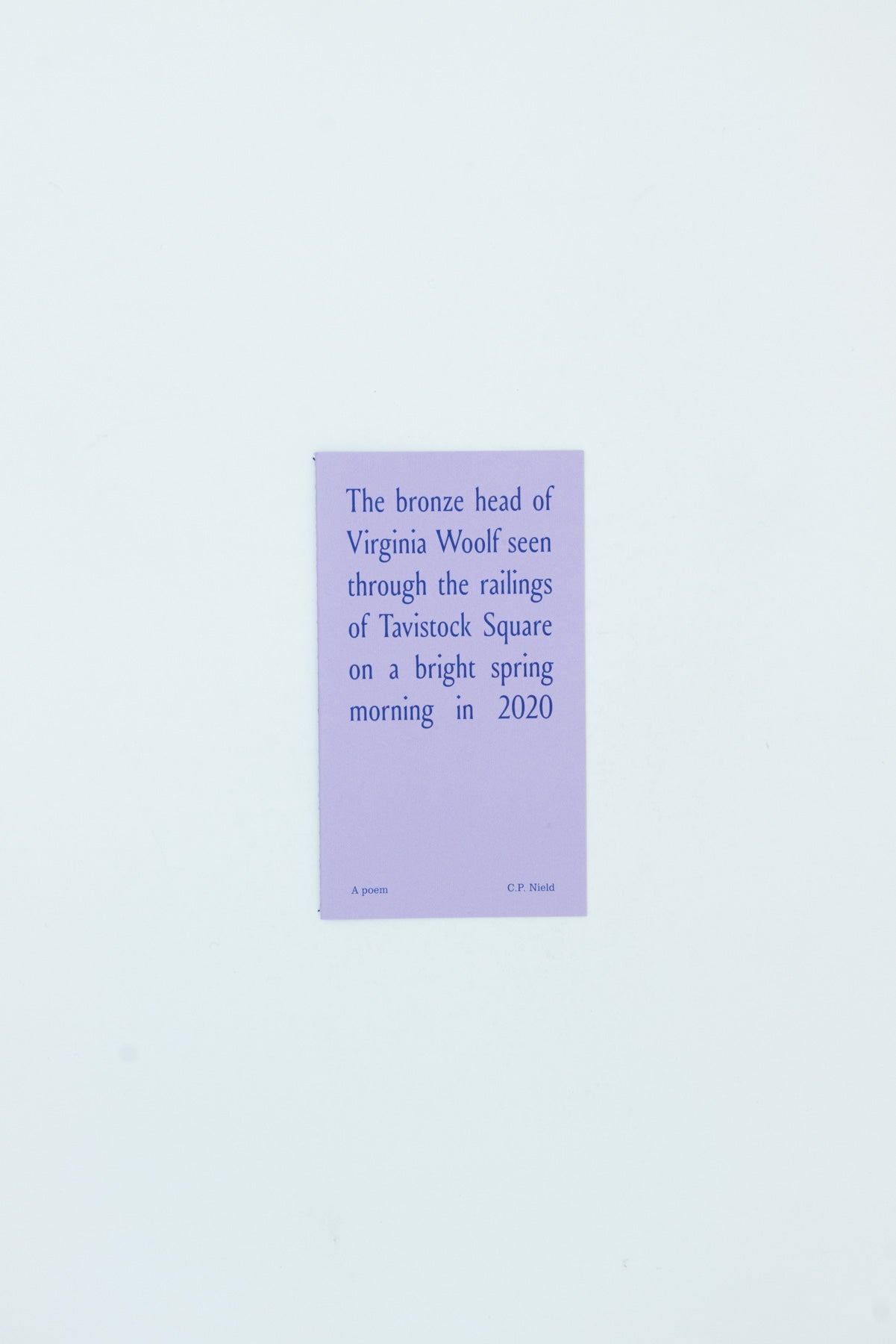 The Bronze Head of Virginia Woolf Seen Through the Railings of Tavistock Square on a Bright Spring Morning in 2020 – CP Nield