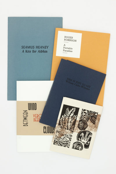 A group of twenty-four hand-made letterpress publications from Blue Print Press.