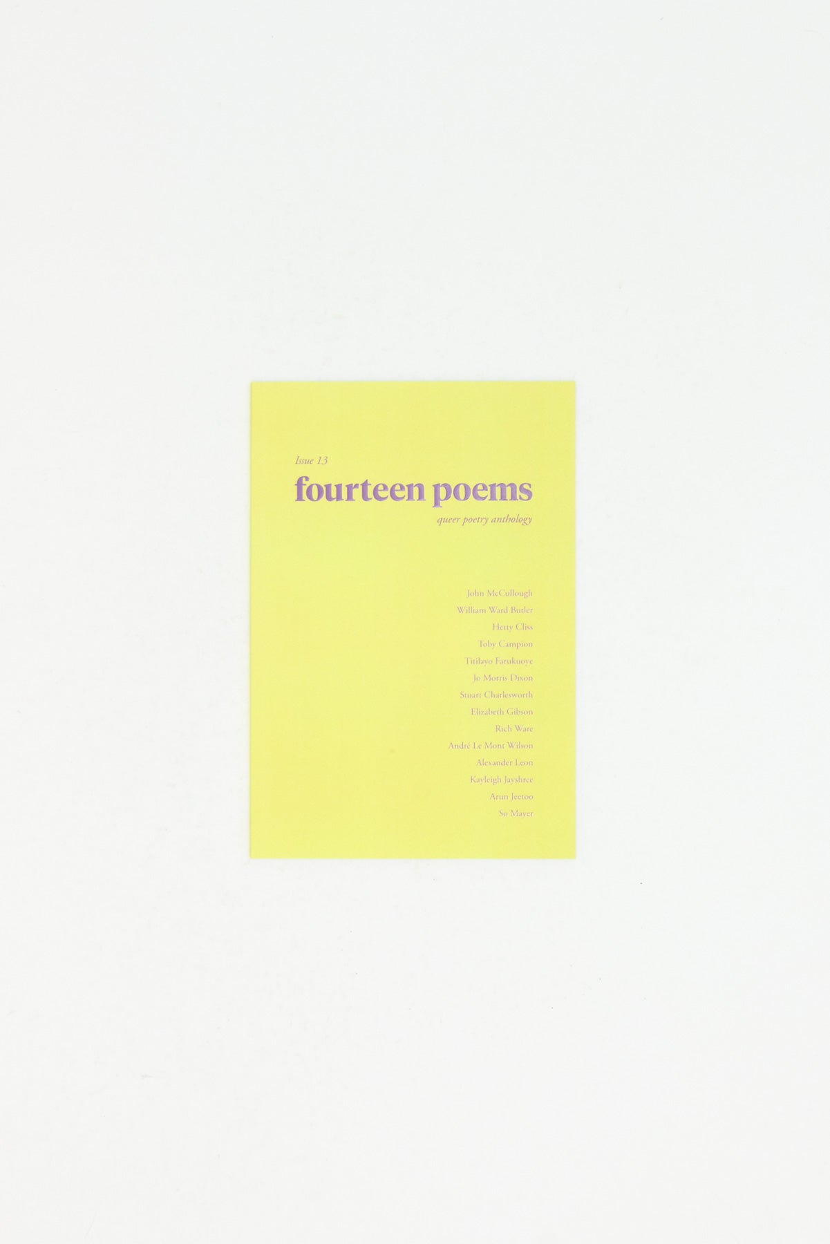 Fourteen Poems. Queer Poetry Anthology. Issue 13.