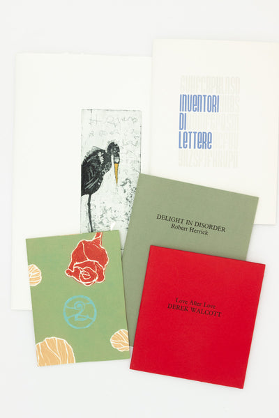 A group of twenty-four hand-made letterpress publications from Blue Print Press.