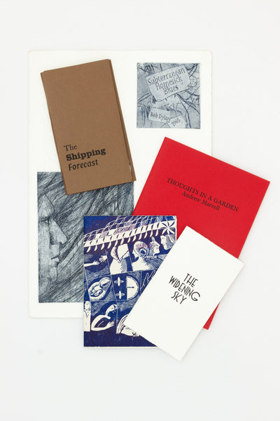 A group of twenty-four hand-made letterpress publications from Blue Print Press.